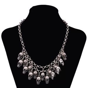 Skull Heavy Large Punk Silver Necklace